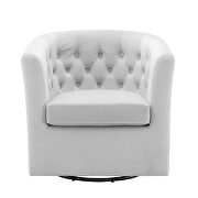Tufted performance velvet swivel armchair in light gray additional photo 4 of 8