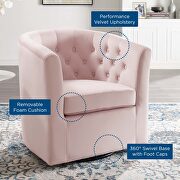 Tufted performance velvet swivel armchair in pink additional photo 2 of 8