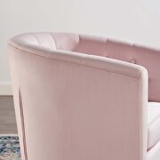Tufted performance velvet swivel armchair in pink additional photo 3 of 8