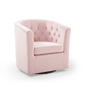 Tufted performance velvet swivel armchair in pink additional photo 5 of 8