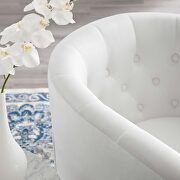 Tufted performance velvet swivel armchair in white additional photo 2 of 8