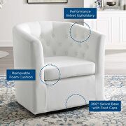 Tufted performance velvet swivel armchair in white by Modway additional picture 3