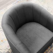 Performance velvet swivel armchair in charcoal additional photo 2 of 8
