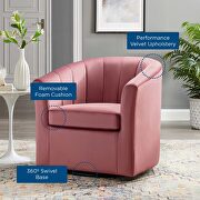 Performance velvet swivel armchair in dusty rose by Modway additional picture 3