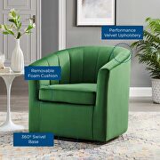 Performance velvet swivel armchair in emerald additional photo 3 of 8