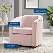 Performance velvet swivel armchair in pink additional photo 3 of 8