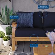 Outdoor patio teak sofa in natural/ navy by Modway additional picture 10