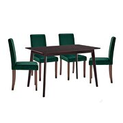5 piece upholstered velvet dining set in cappuccino green by Modway additional picture 3