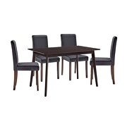 5 piece upholstered velvet dining set in cappuccino gray additional photo 3 of 9