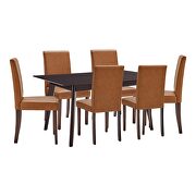 7 piece faux leather dining set in cappuccino tan additional photo 3 of 9