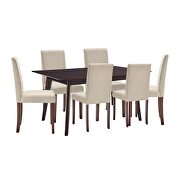 7 piece upholstered fabric dining set in cappuccino beige additional photo 3 of 9