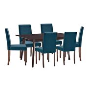 7 piece upholstered fabric dining set in cappuccino blue additional photo 3 of 9
