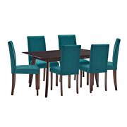 7 piece upholstered fabric dining set in cappuccino teal by Modway additional picture 3