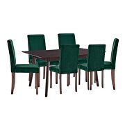 7 piece upholstered velvet dining set in cappuccino green additional photo 3 of 9