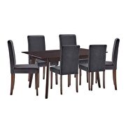 7 piece upholstered velvet dining set in cappuccino gray by Modway additional picture 3