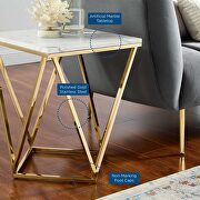 Gold metal stainless steel end table in gold white by Modway additional picture 2