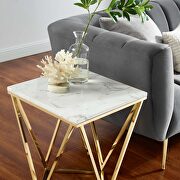 Gold metal stainless steel end table in gold white by Modway additional picture 3