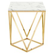 Gold metal stainless steel end table in gold white by Modway additional picture 6