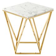 Gold metal stainless steel end table in gold white by Modway additional picture 7
