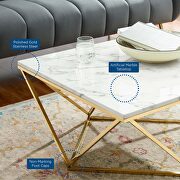 Gold metal stainless steel coffee table in gold white by Modway additional picture 2
