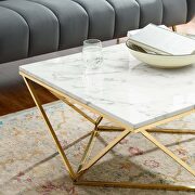 Gold metal stainless steel coffee table in gold white by Modway additional picture 3