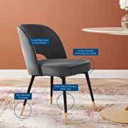 Performance velvet dining side chair in charcoal additional photo 2 of 7