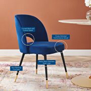 Performance velvet dining side chair in navy additional photo 2 of 7