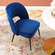 Performance velvet dining side chair in navy additional photo 3 of 7