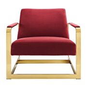 Performance velvet accent chair in gold maroon by Modway additional picture 5