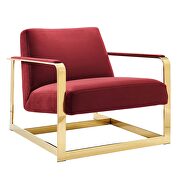 Performance velvet accent chair in gold maroon by Modway additional picture 7