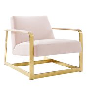 Performance velvet accent chair in gold pink additional photo 5 of 8