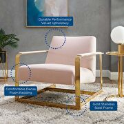 Performance velvet accent chair in gold pink by Modway additional picture 9