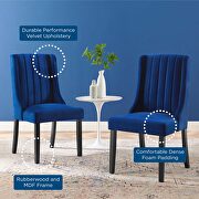 Parsons performance velvet dining side chairs - set of 2 in navy by Modway additional picture 2