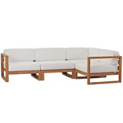 Outdoor patio teak wood 4-piece sectional sofa set in natural/ white by Modway additional picture 11