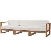 Outdoor patio teak wood 3-piece sectional sofa set in natural/ white by Modway additional picture 12