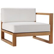 Outdoor patio teak wood 3-piece sectional sofa set in natural/ white additional photo 3 of 13