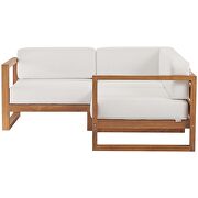 Natural/ white outdoor patio teak wood 3-piece sectional sofa set by Modway additional picture 4