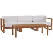Outdoor patio teak wood 4-piece furniture set in natural/ white by Modway additional picture 3