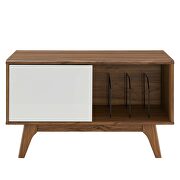 Vinyl record display stand in walnut/ white by Modway additional picture 4