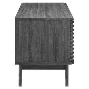 Vinyl record sliding slatted door display stand in charcoal by Modway additional picture 2