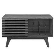 Vinyl record sliding slatted door display stand in charcoal by Modway additional picture 3