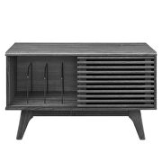 Vinyl record sliding slatted door display stand in charcoal by Modway additional picture 4