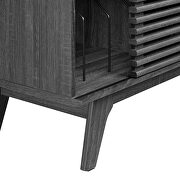 Vinyl record sliding slatted door display stand in charcoal by Modway additional picture 6