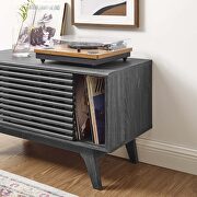 Vinyl record sliding slatted door display stand in charcoal by Modway additional picture 7