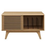 Vinyl record sliding slatted door display stand in oak by Modway additional picture 3