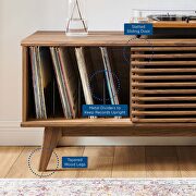 Vinyl record sliding slatted door display stand in walnut by Modway additional picture 2