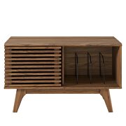 Vinyl record sliding slatted door display stand in walnut by Modway additional picture 5