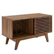 Vinyl record sliding slatted door display stand in walnut by Modway additional picture 8