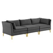 Performance velvet upholstery sectional sofa in gray by Modway additional picture 3