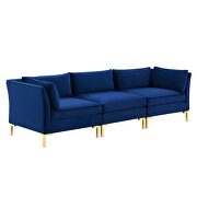 Performance velvet upholstery sectional sofa in navy by Modway additional picture 3